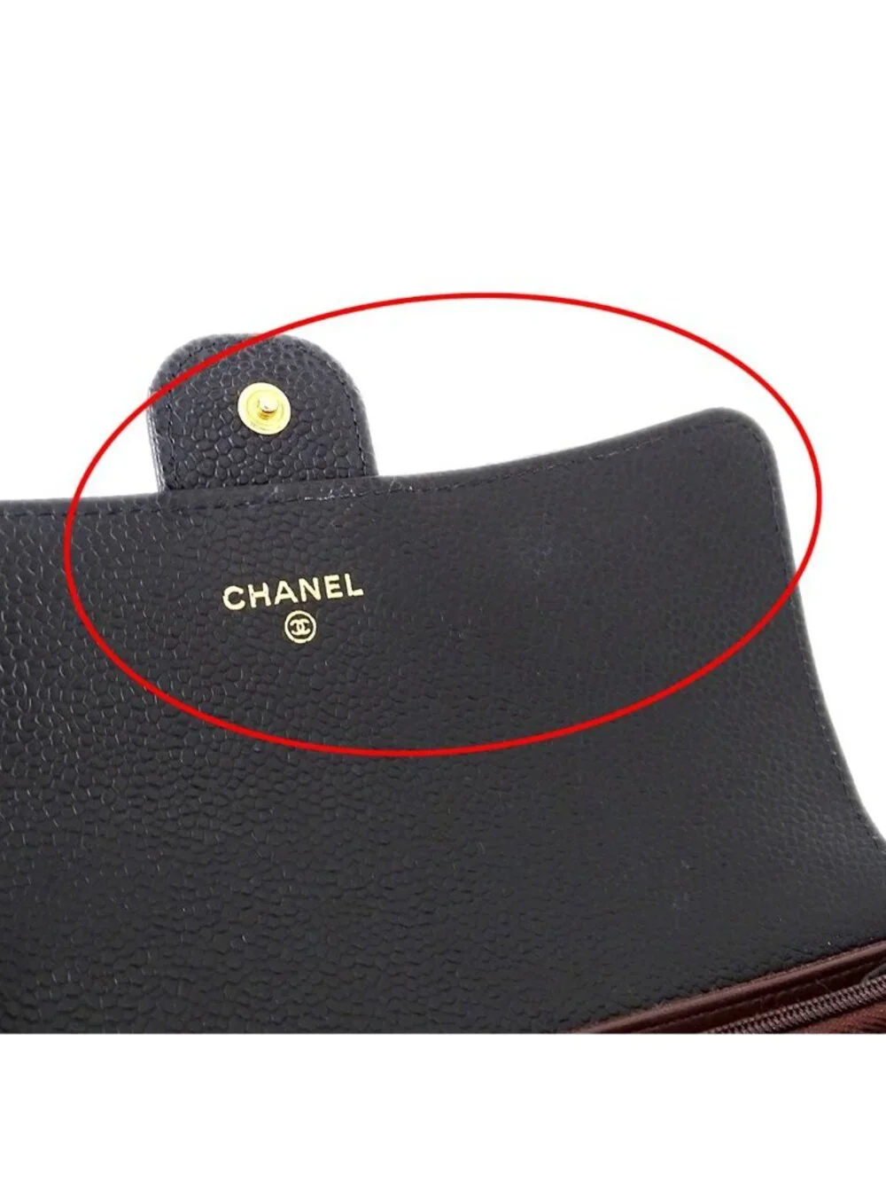 Chanel Wallet Quilted Caviar Leather Black Gold